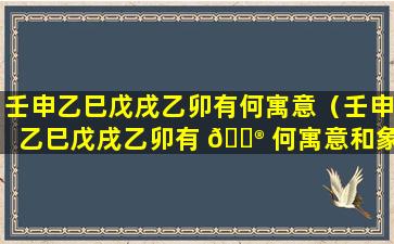 壬申乙巳戊戌乙卯有何寓意（壬申乙巳戊戌乙卯有 💮 何寓意和象征）